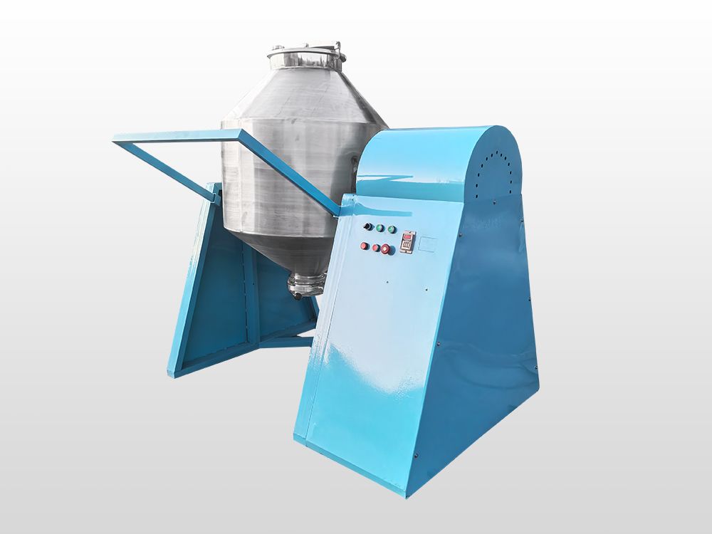 车间中的 DoDoShark 重型双锥鼓式混合机