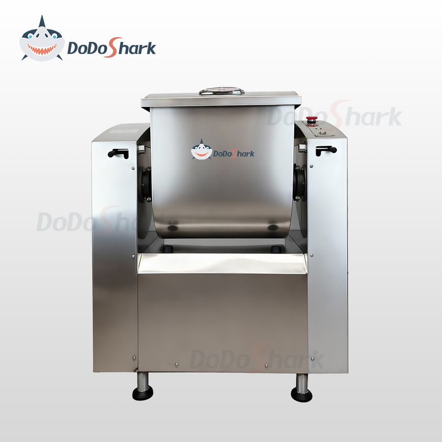 刀鲨/Commercial Fully Enclosed Silent Dough Mixer /A food processing appliance featuring a high-toughness stainless steel dough chamber