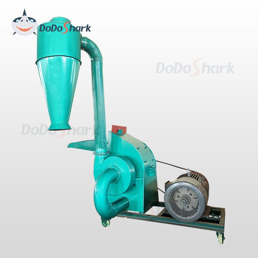 刀鲨 Cast Iron Hammer Mill Grinder with angled feed hopper and dual exhaust chutes